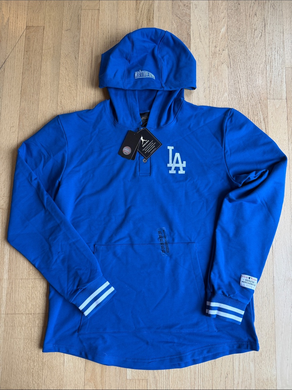 NWT: Baseballism LA Dodgers Royal Blue Hooded Pullover, sz. XL ($95 retail)